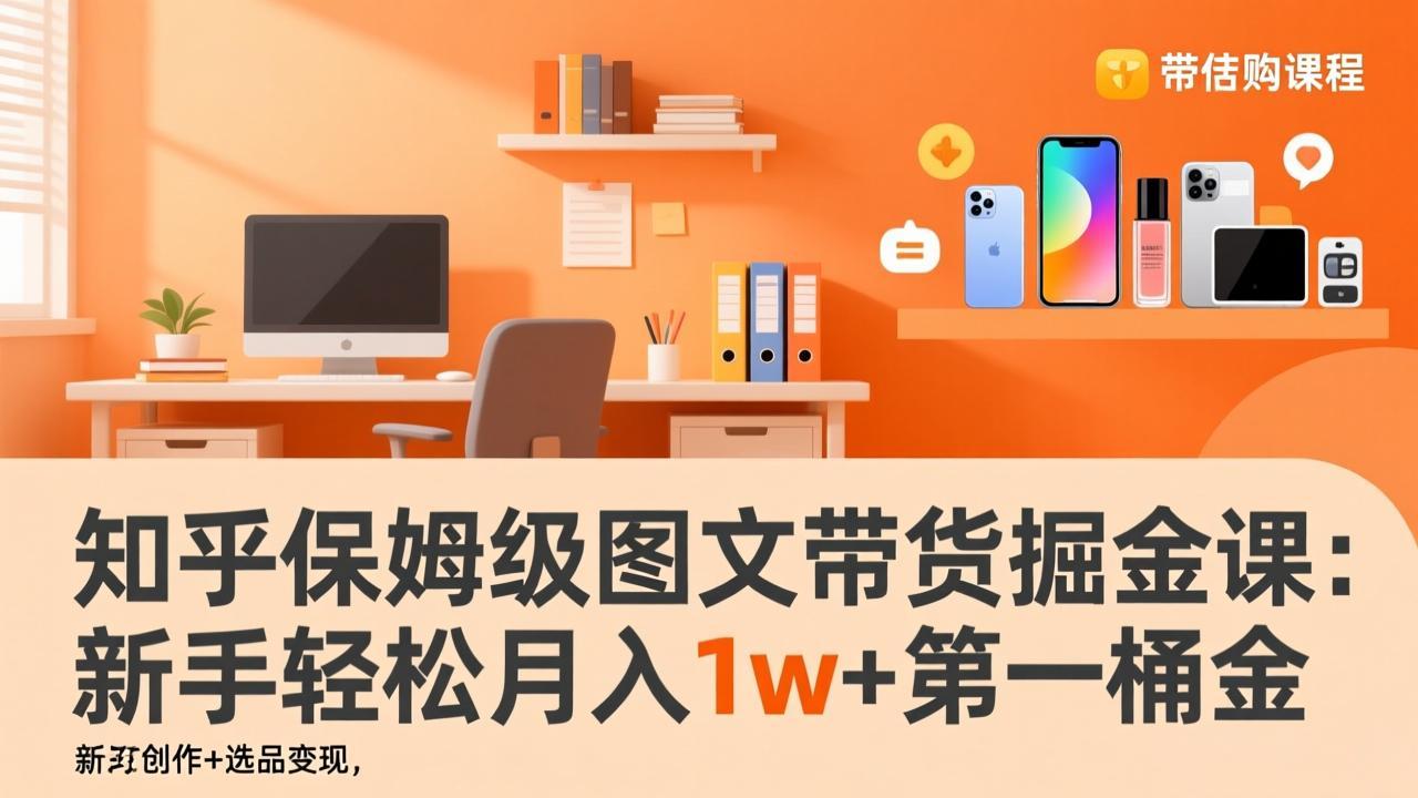 知乎保姆级图文带货掘金课：账号打造+爆文创作+选品变现，新手轻松月入1w+第一桶金-董叔项目网