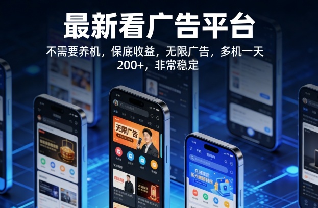 最新看广告平台,不需要养机,保底收益,无限广告,多机一天200+,非常稳定【揭秘】-董叔项目网