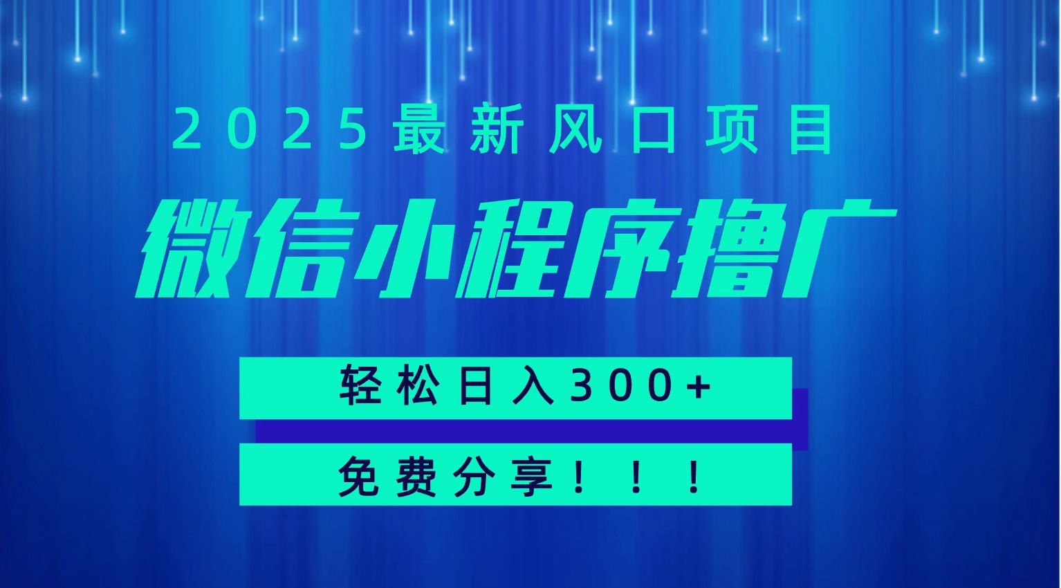 微信小程序撸广，最新风口项目，日入300+ 免费分享 可批量操作 小白可轻松上手！！-董叔项目网