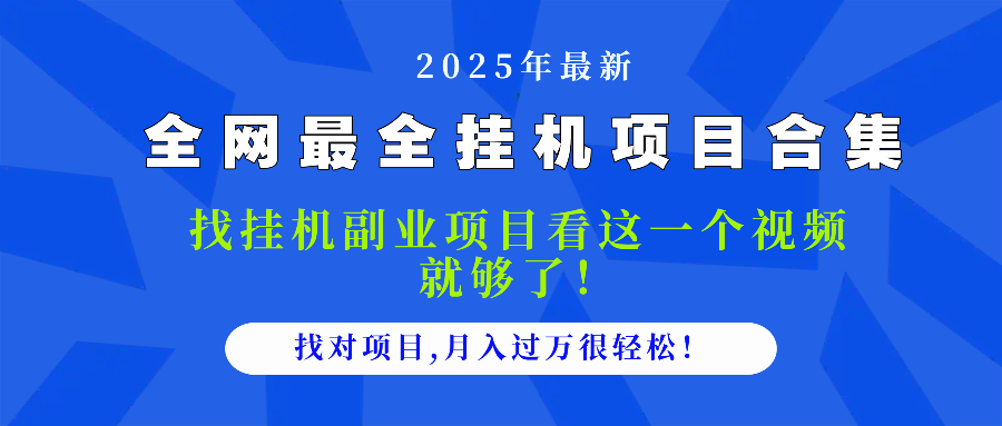 2025最全挂机项目合集 找项目看这一个视频就够了，做对项目月入过万很...-董叔项目网