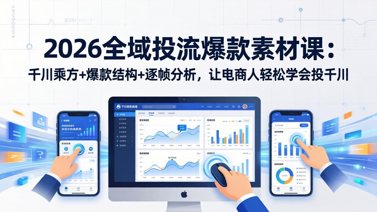 2026全域投流爆款素材课：千川乘方+爆款结构+逐帧分析，让电商人轻松学会投千川-董叔项目网