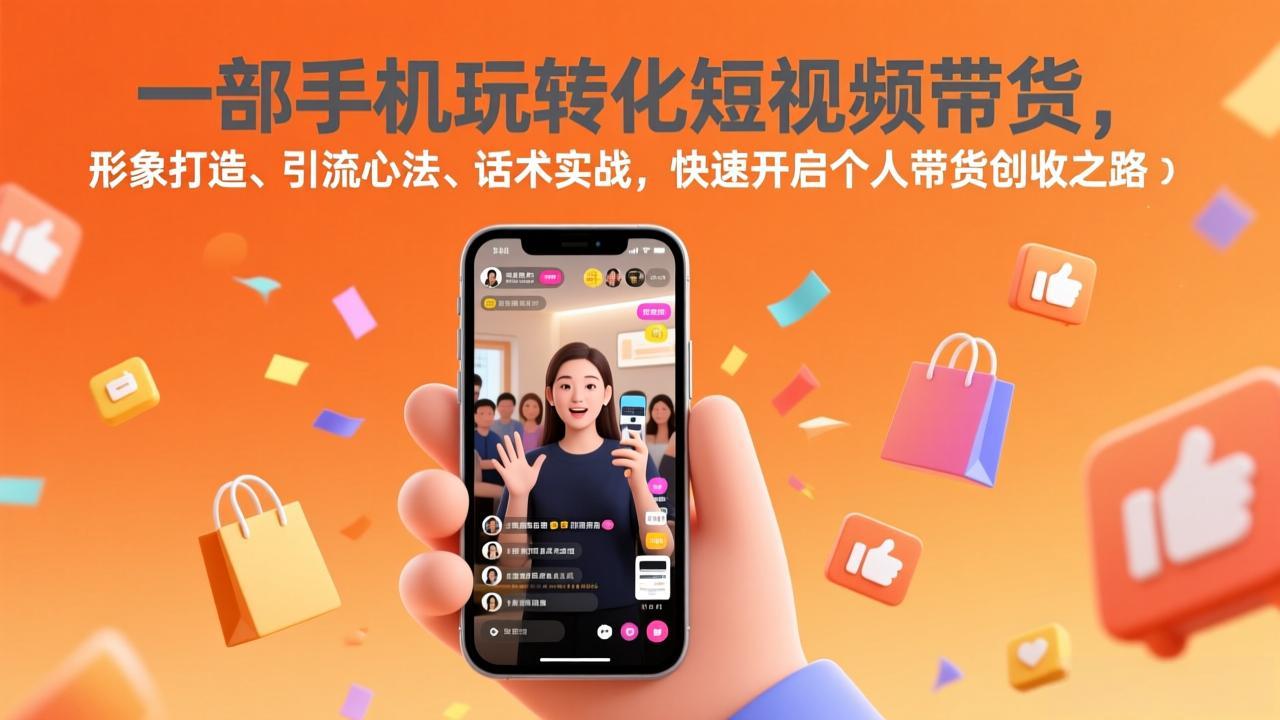 一部手机玩转化短视频带货，形象打造、引流心法、话术实战，快速开启个人带货创收之路-董叔项目网