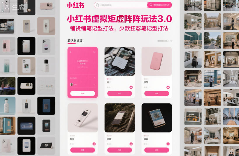 小红书虚拟矩阵玩法3.0，铺货铺笔记型打法，少款狂怼笔记型打法-董叔项目网