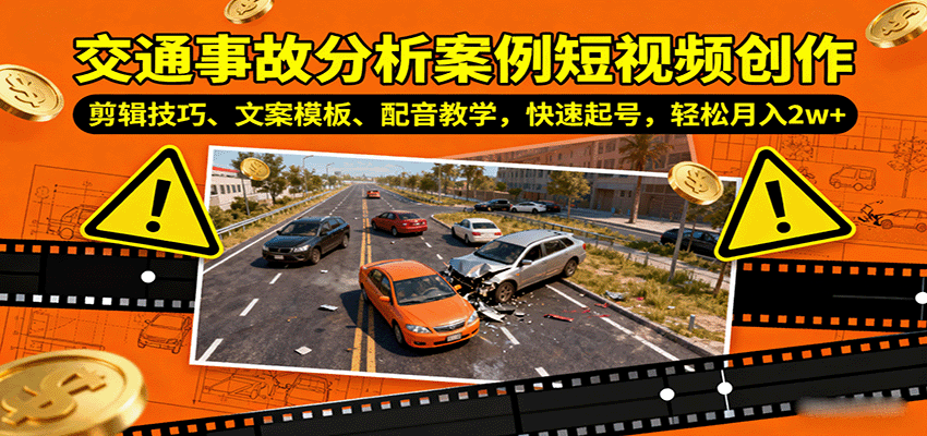 图片[1]-交通事故分析案例短视频创作，剪辑技巧、文案模板、配音教学，快速起号，轻松月入2w+-董叔项目网