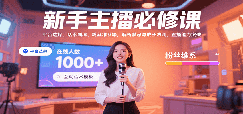 新手主播必修课：平台选择、话术训练、粉丝维系等，解析禁忌与成长法则，突破直播能力-董叔项目网