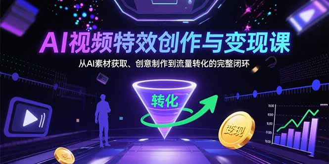 AI视频特效创作与变现课：从AI素材获取、创意制作到流量转化的完整闭环-董叔项目网