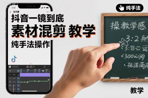 抖音一镜到底素材混剪教学，纯手法操作-董叔项目网