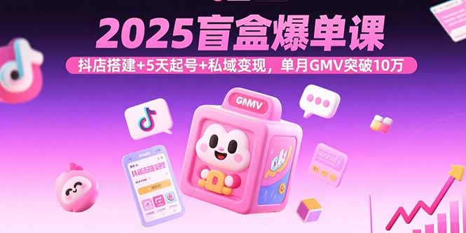 2025盲盒爆单课，抖店搭建+5天起号+私域变现，单月GMV突破10万-董叔项目网