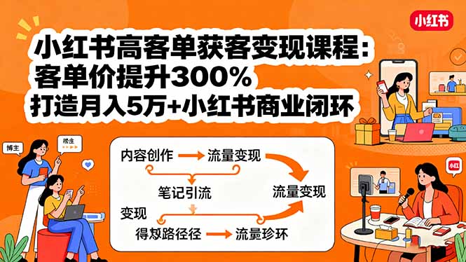 小红书高客单获客变现课程：客单价提升300%，打造月入10万+小红书商业闭环-董叔项目网