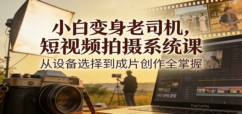 小白变身老司机，短视频拍摄系统课，从设备选择到成片创作全掌握-董叔项目网
