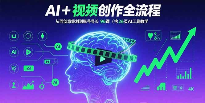 AI+短视频创作全流程：从创意策划到账号增长，96节课(含26项AI工具教学-董叔项目网