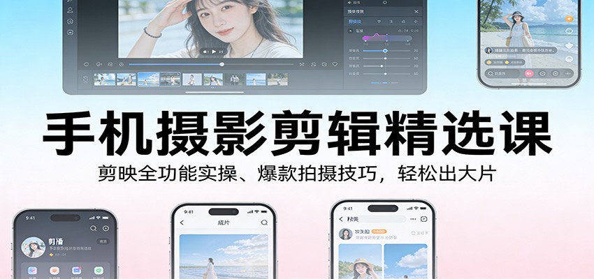 手机摄影剪辑精选课:剪映全功能实操、爆款拍摄技巧,轻松出大片-董叔项目网