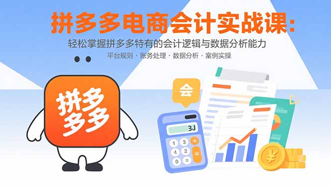 拼多多电商会计实战课：轻松掌握拼多多特有的会计逻辑与数据分析能力-董叔项目网
