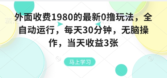 外面收费1980的最新0撸玩法,全自动挂G,每天30分钟,无脑操作,当天收益3张【揭秘】-董叔项目网