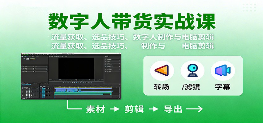 数字人变现实战课:流量获取、选品技巧、数字人制作与电脑剪辑-董叔项目网