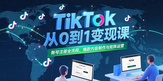 TikTok从0到1变现课，账号注册全流程，爆款内容制作与矩阵运营-董叔项目网