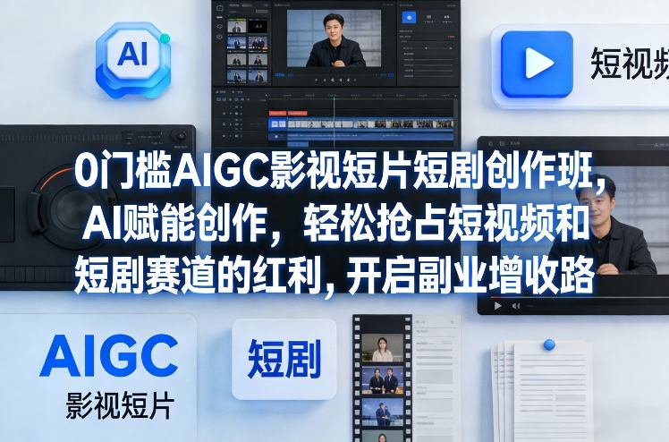 0门槛AIGC影视短片短剧创作班，AI赋能创作，轻松抢占短视频和短剧赛道的红利，开启副业增收路-董叔项目网