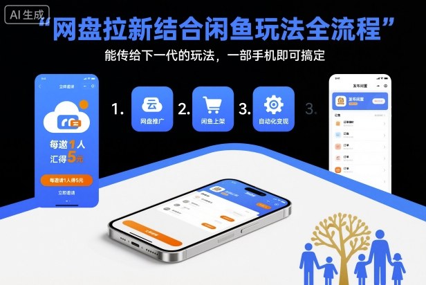 网盘拉新结合闲鱼玩法全流程，能传给下一代的玩法，一部手机即可搞定(附入口渠道以及实操教程)-董叔项目网