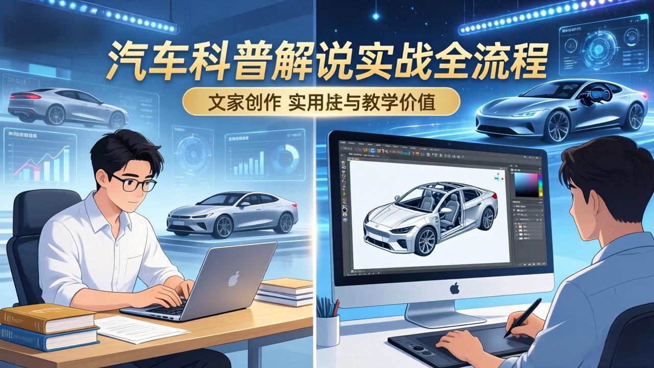 抖音汽车科普解说实战：文案+动画+画面处理+去水印全流程，打造专业汽车科普视频-董叔项目网