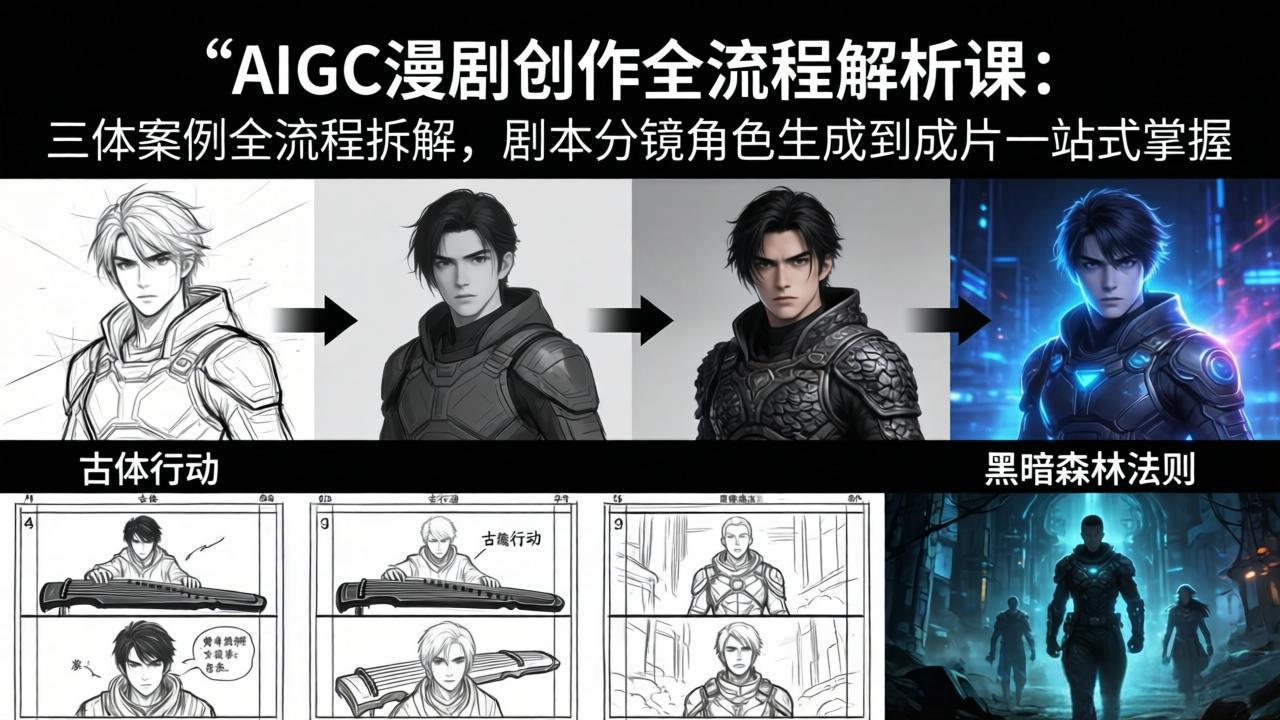 AIGC漫剧创作全流程解析课：三体案例全流程拆解，剧本分镜角色生成到成片一站式掌握-董叔项目网