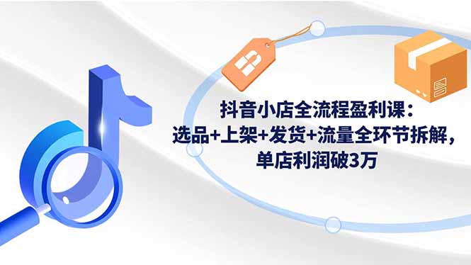 抖音小店全流程盈利课:选品+上架+发货+流量全环节拆解,单店利润破3万-董叔项目网