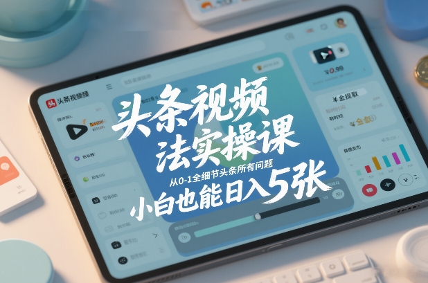 头条视频玩法实操课，从0-1全细节头条所有问题，小白也能日入5张-董叔项目网