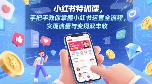 小红书特训课，手把手教你掌握小红书运营全流程，实现流量与变现双丰收-董叔项目网