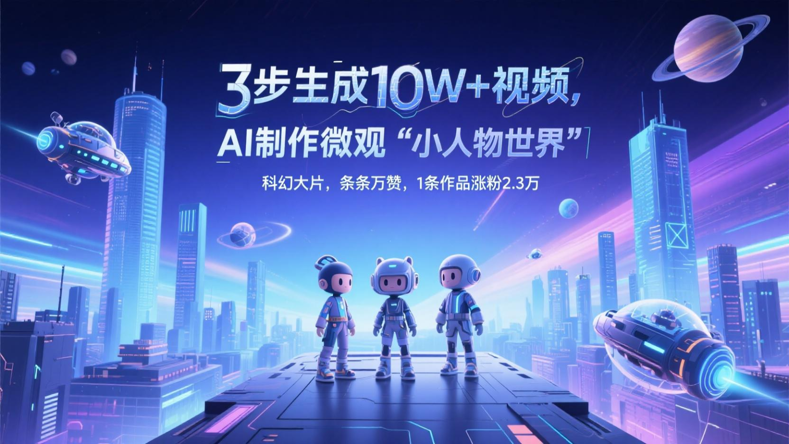 三步生成10W+视频，AI制作微观“小人物世界”科幻大片，条条万赞，1条作品涨粉2.3万-董叔项目网