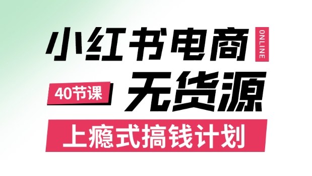 小红书无货源电商课程,上瘾式搞钱计划,不论月薪3k还是3W都应该学的賺钱技巧-董叔项目网
