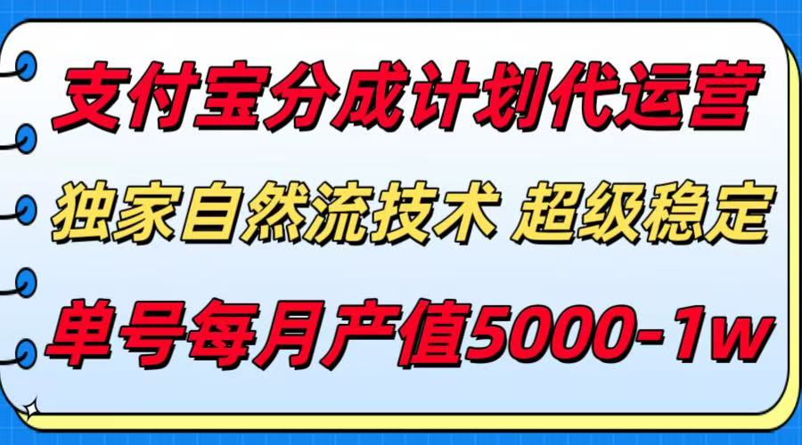 支付宝分成计划代运营，独家自然流技术，收益稳定，单号月产5000＋-董叔项目网