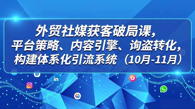 外贸 社媒获客破局课,平台策略、内容引擎、询盘转化,构建体系化引流系统(10月-11月-董叔项目网