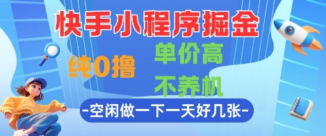 快手小程序掘金,纯0撸,单价高不养机 利用空闲时间做一做,一天好几张【揭秘】-董叔项目网