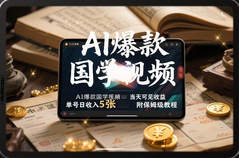 AI爆款国学视频，独家起号方法，小白直接上手，当天可见收益，单号日收入5张+附保姆级教程-董叔项目网