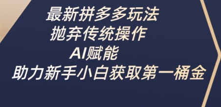 最新拼多多玩法,抛弃传统操作,AI赋能,助力新手小白获取第一桶金-董叔项目网