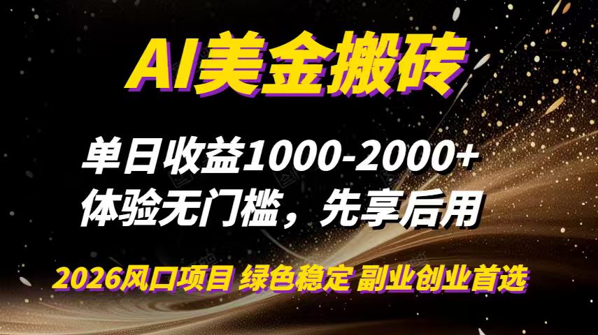 AI美金搬砖，单日收益1000-2000+，2025风口项目，可以副业，可以全职，可以工作室放大-董叔项目网