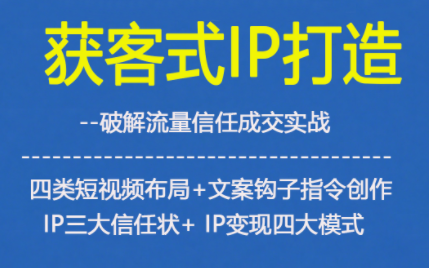 获客型IP打造,破解流量信任成,四类短视频布局+文案钩子指令创作IP三大信任状+IP变现四大模式-董叔项目网