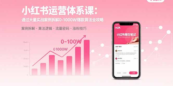 小红书运营体系课:通过大量实战案例拆解0-1000W爆款算法全攻略-董叔项目网