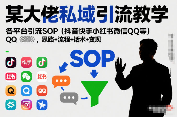 某大佬私域引流教学，各平台引流SOP(抖音快手小红书微信QQ等)，思路+流程+话术+变现-董叔项目网