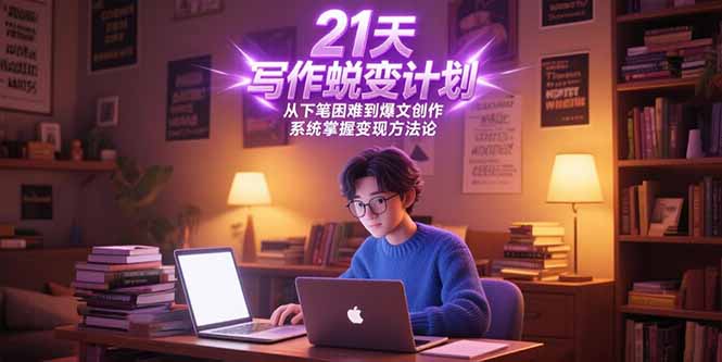 21天写作蜕变计划，从下笔困难到爆文创作，系统掌握变现方法论-董叔项目网