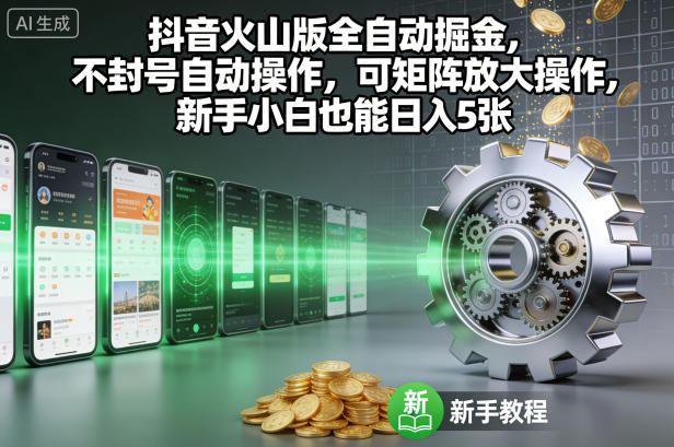 抖音火山版全自动掘金，不封号自动操作，可矩阵放大操作，新手小白也能日入5张【揭秘】-董叔项目网