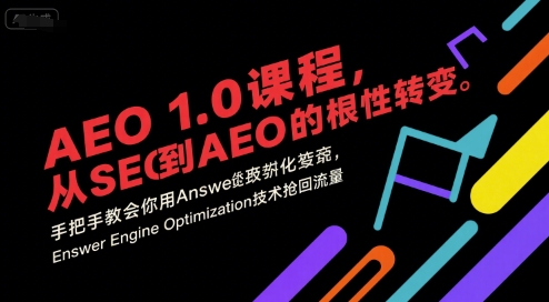 AEO 1.0 课程，从SEO到AE0的基命性转变，手把手教会你用AnswerEngineOptimization技术抢回流量(更新)-董叔项目网