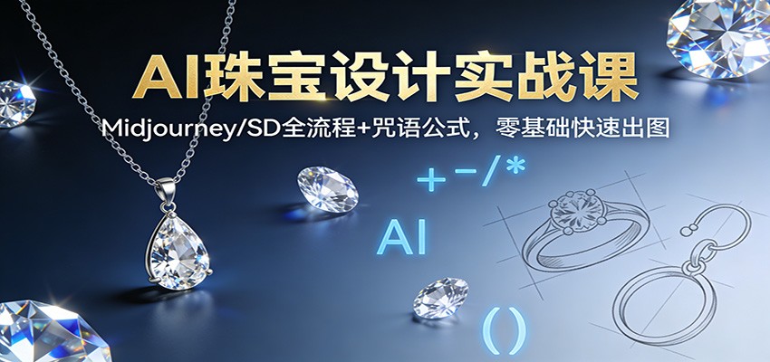 AI珠宝设计实战课:Midjourney/SD全流程+咒语公式,零基础快速出图-董叔项目网