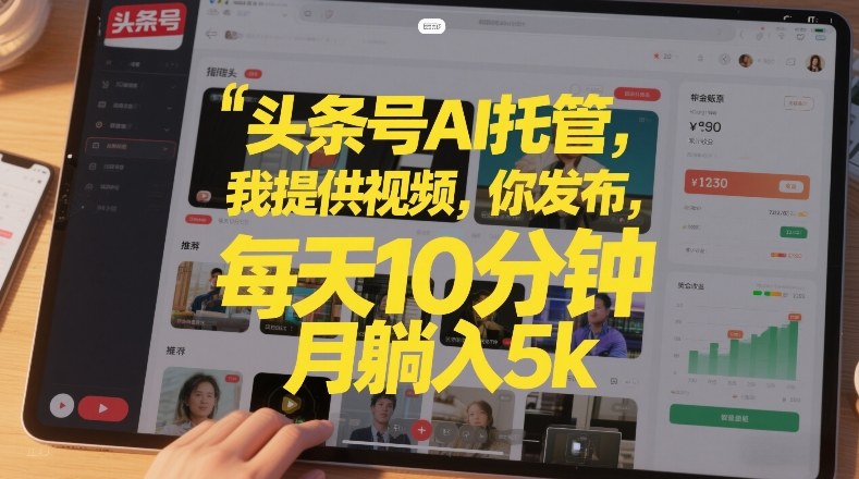 头条号AI托管，我提供视频，你发布，每天10分钟，月躺入5k+【揭秘】-董叔项目网