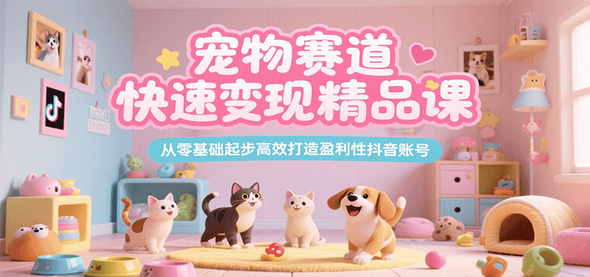 宠物赛道快速变现精品课，从零基础起步高效打造盈利性抖音账号-董叔项目网