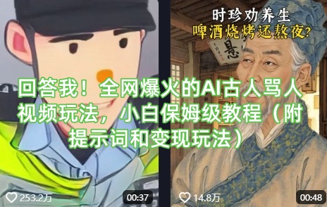 回答我!全网爆火的AI古人骂人视频玩法,小白保姆级教程(附提示词和变现玩法)-董叔项目网