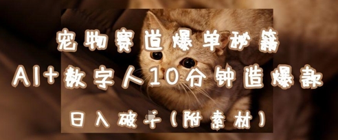 宠物赛道爆单秘籍：AI+数字人10分钟造爆款，日入1k-董叔项目网