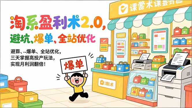 淘系盈利术2.0，避坑、爆单、全站优化，三天掌握高投产玩法，实现月利润翻倍！-董叔项目网