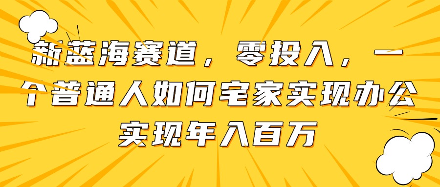 新蓝海赛道,零投入,一个普通人如何宅家办公实现年入百万-董叔项目网