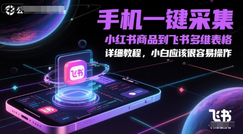 手机一键采集小红书商品到飞书多维表格，详细教程，小白应该很容易操作-董叔项目网