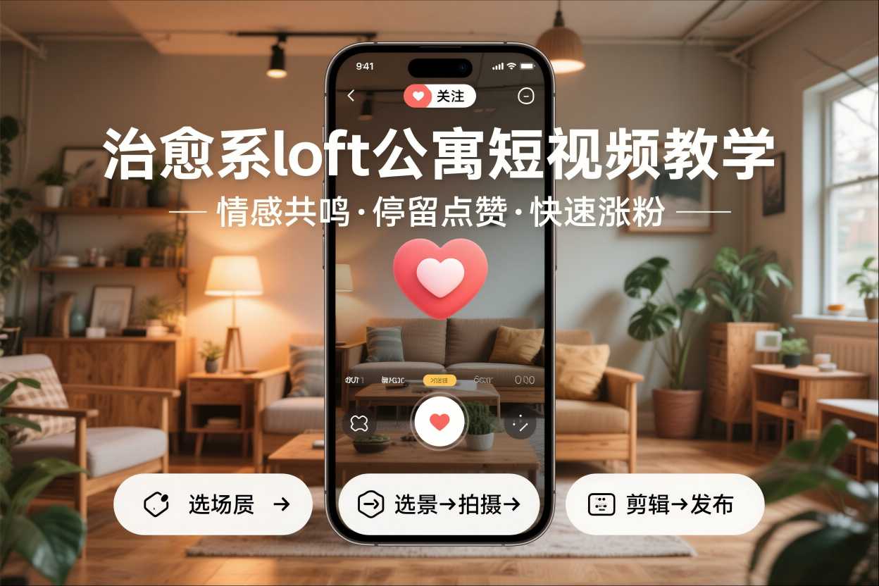 治愈系loft公寓短视频制作教学，情感共鸣引停留点赞关注，快速起号涨粉-董叔项目网